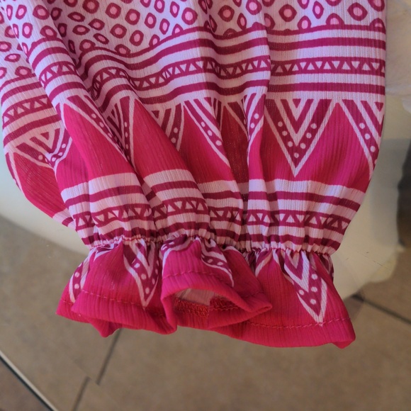 CEZELE  Pink Geometric Bohemian Summer Midi Dress Small - Picture 12 of 17